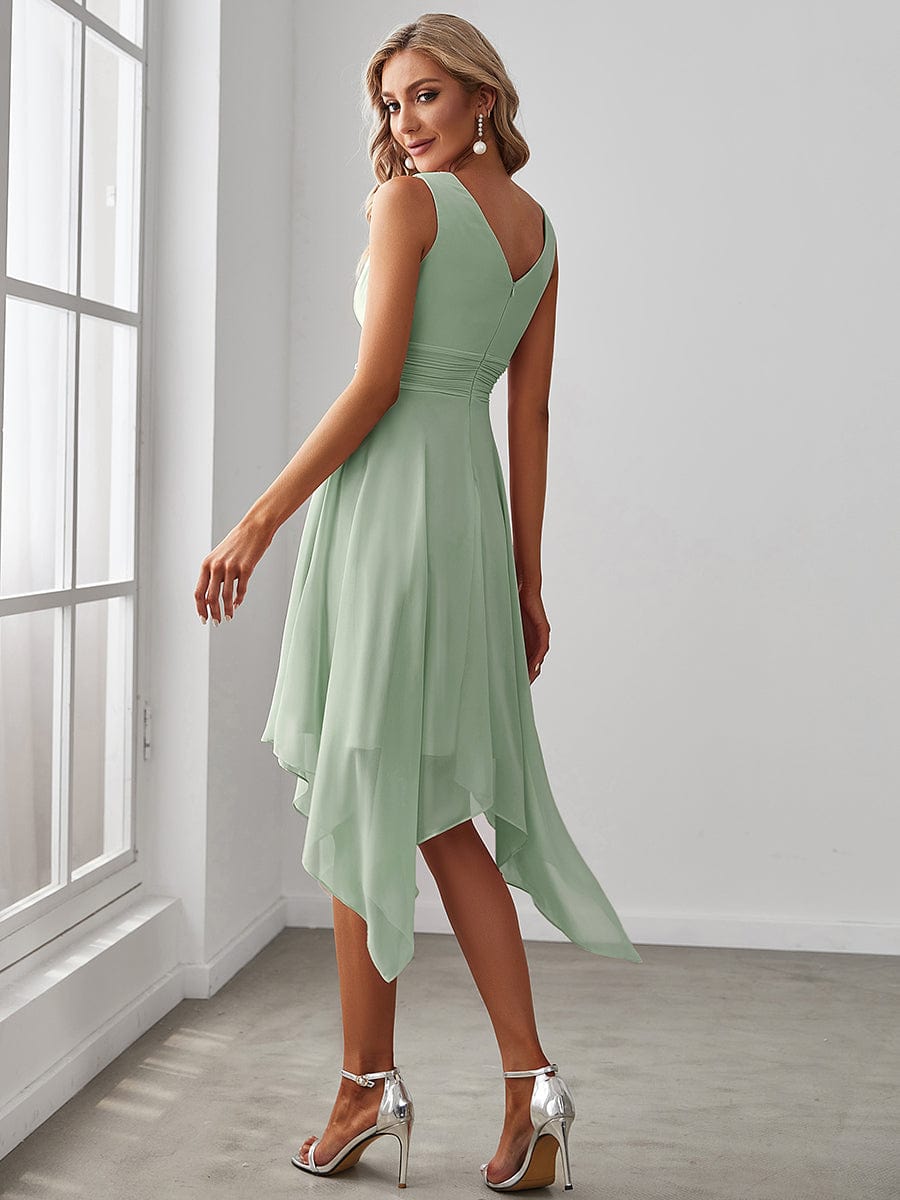 Custom Size Knee Length Chiffon Bridesmaid Dress with Irregular Hem