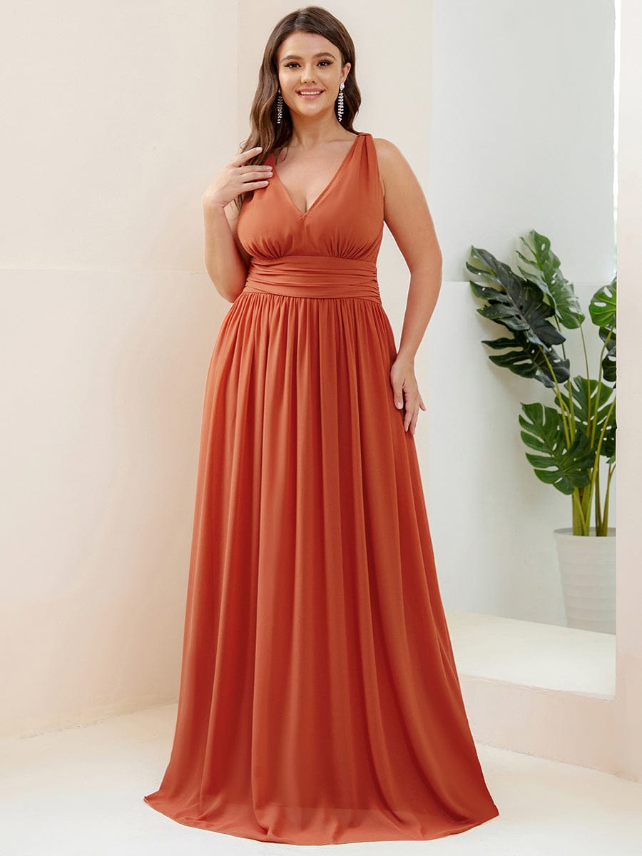 Elegant Sleeveless V-Neck Maxi Chiffon Bridesmaid Dress