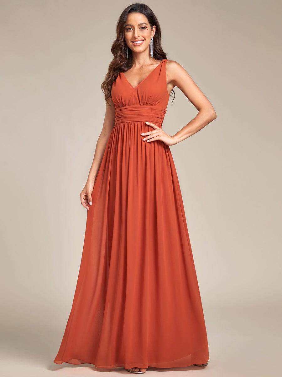 Elegant Sleeveless V-Neck Maxi Chiffon Bridesmaid Dress