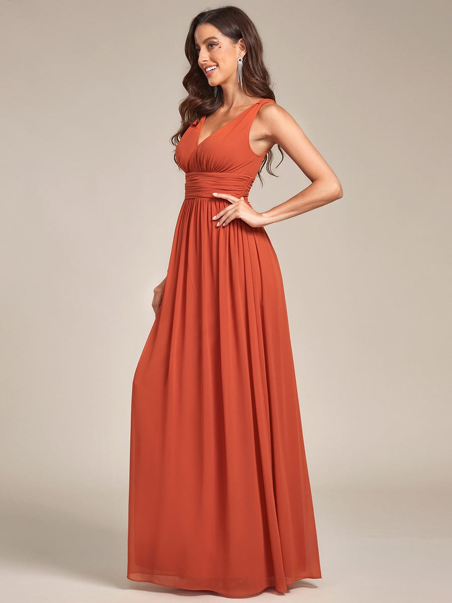 Elegant Sleeveless V-Neck Maxi Chiffon Bridesmaid Dress