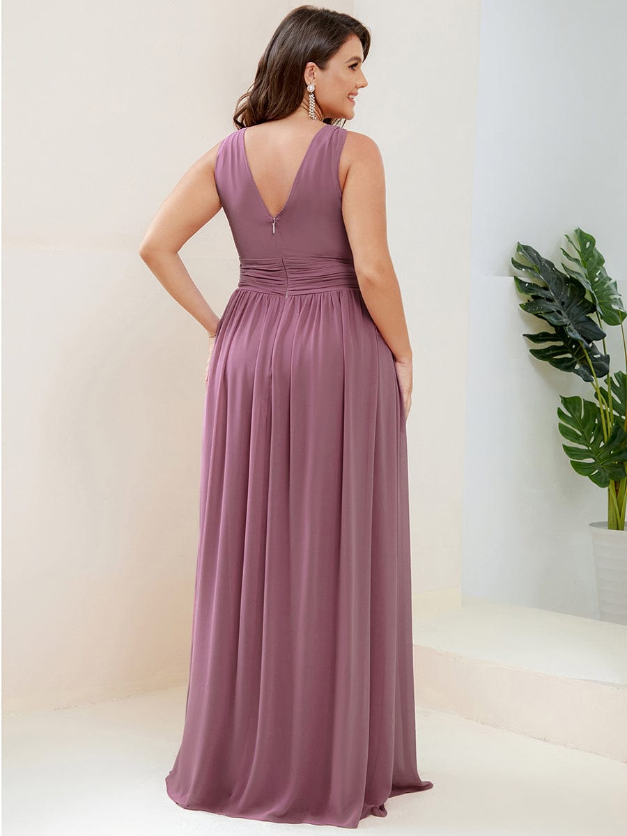 Elegant Sleeveless V-Neck Maxi Chiffon Bridesmaid Dress