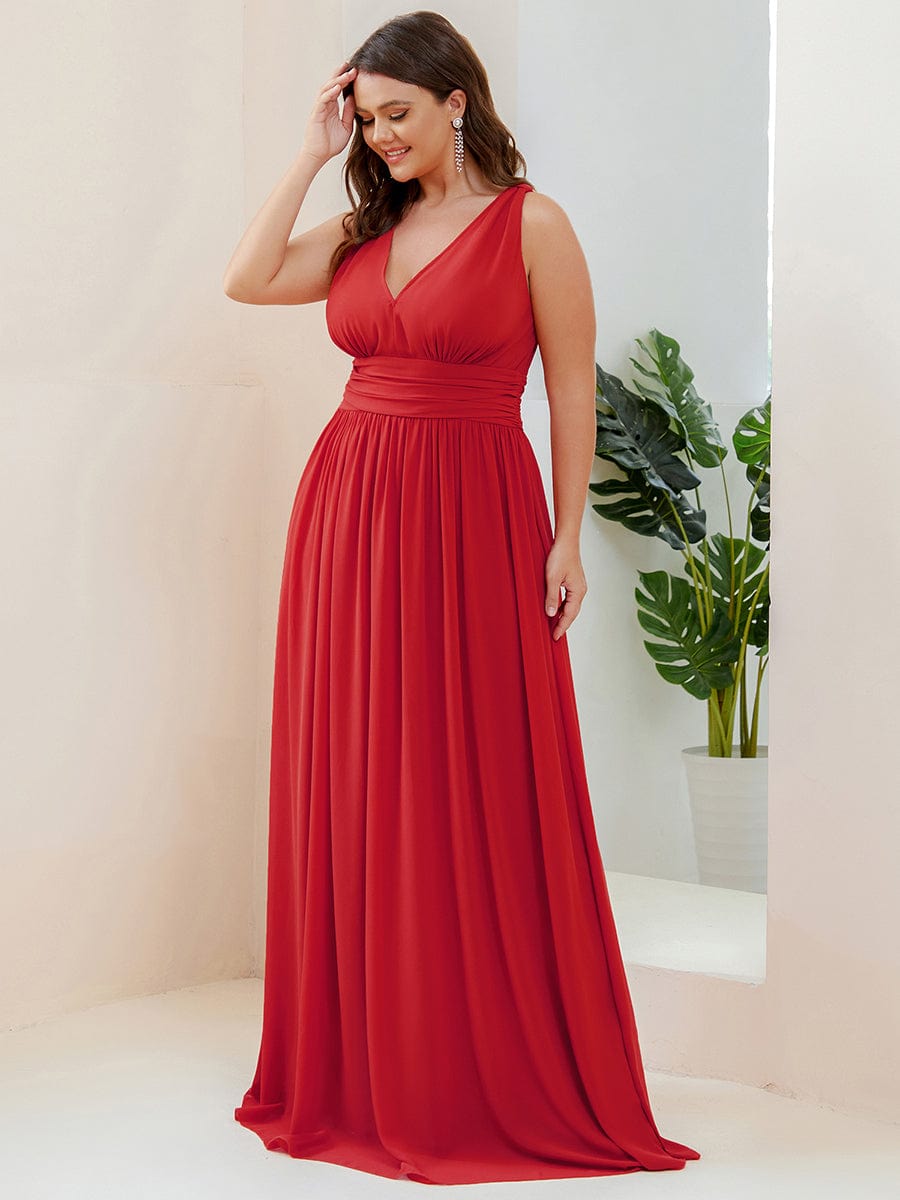 Elegant Sleeveless V-Neck Maxi Chiffon Bridesmaid Dress