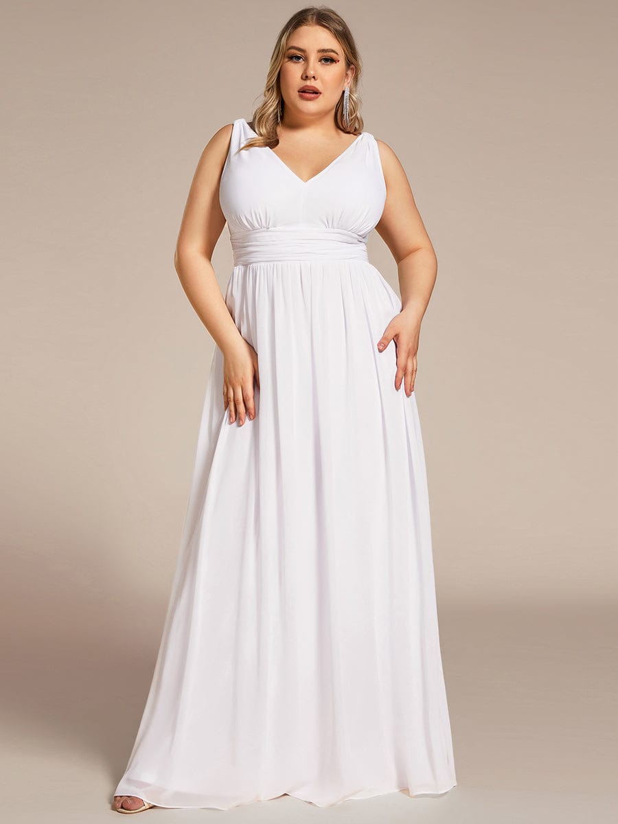 Plus Size Sleeveless V-Neck Chiffon Maxi Bridesmaid Dress