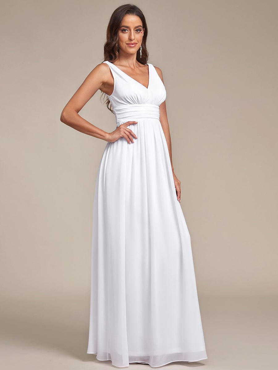 Elegant V Neck A Line Chiffon Maxi Bridesmaid Dresses