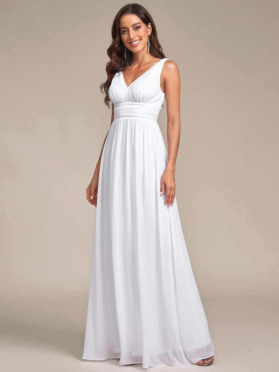 Elegant V Neck A Line Chiffon Maxi Bridesmaid Dresses