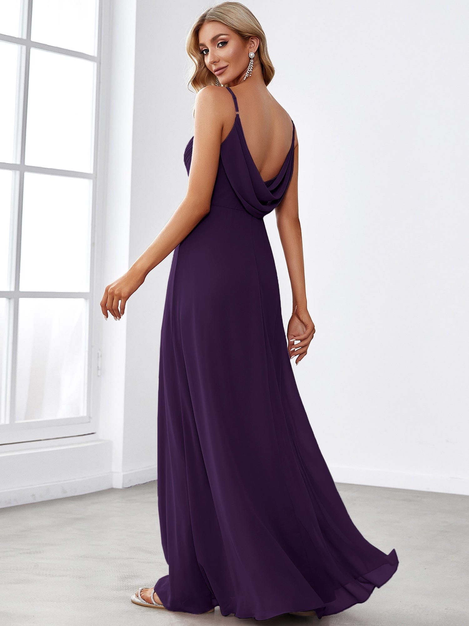 Custom Size Sweetheart Draped Back Floor Length Bridesmaid Dress