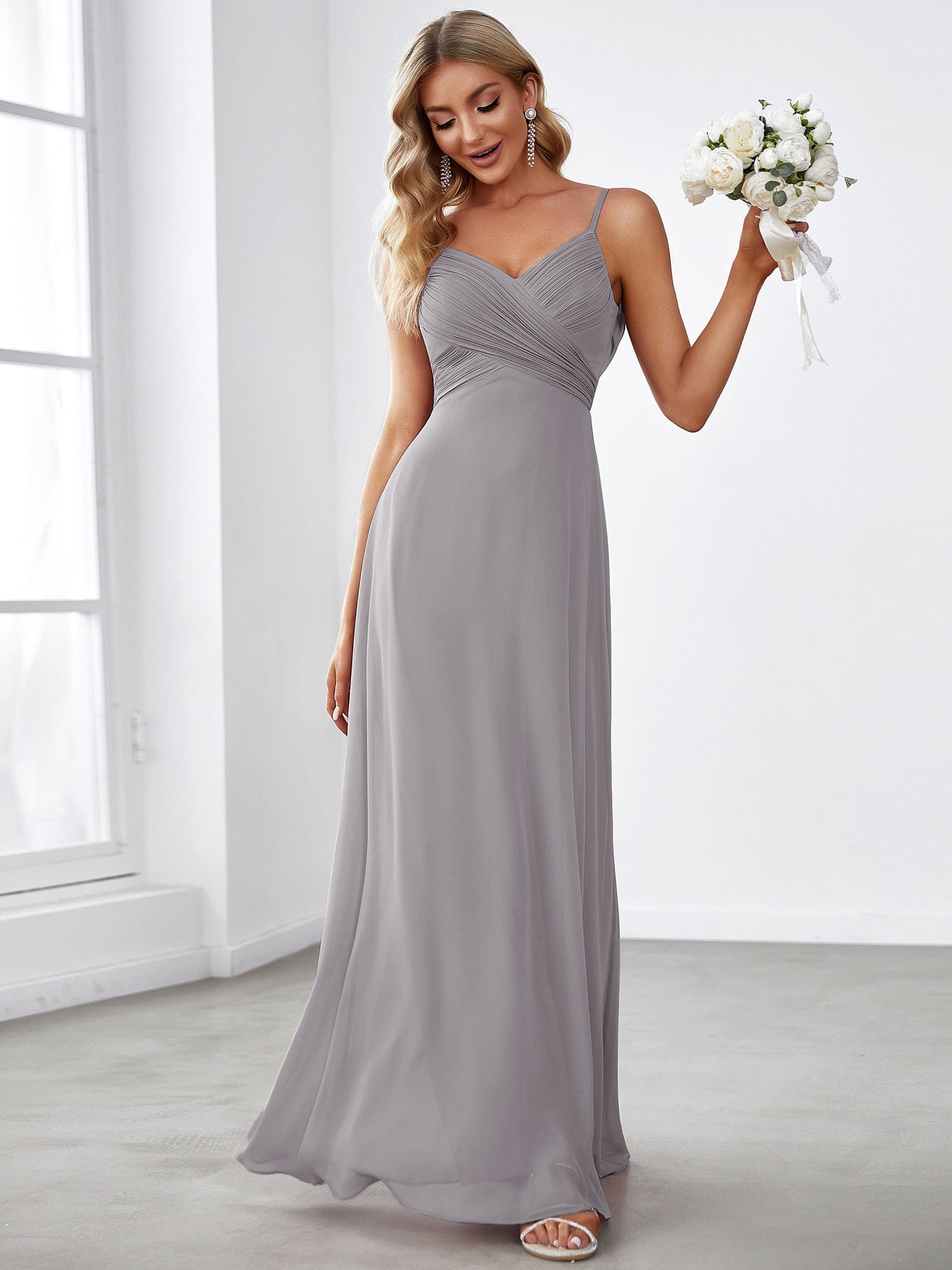 Custom Size Sweetheart Draped Back Floor Length Bridesmaid Dress