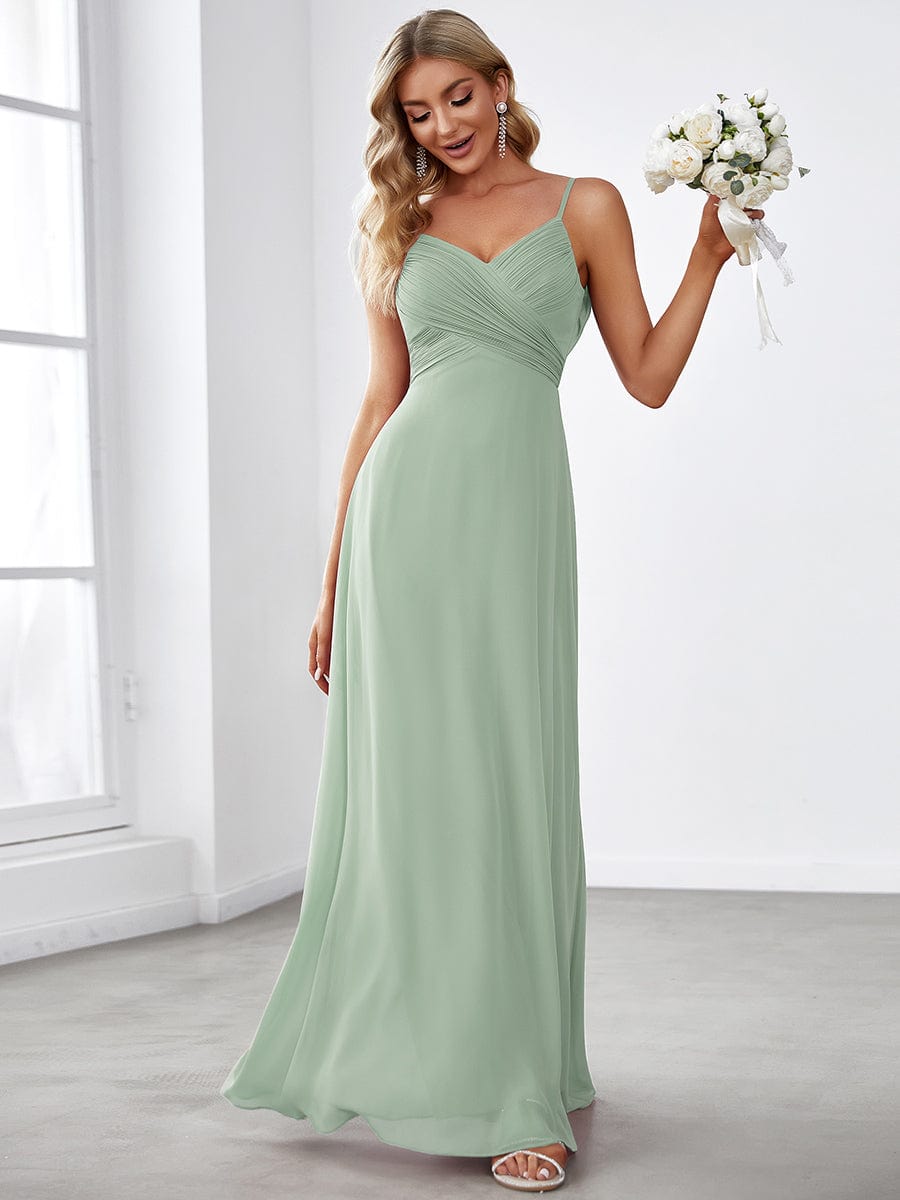 Custom Size Sweetheart Draped Back Floor Length Bridesmaid Dress