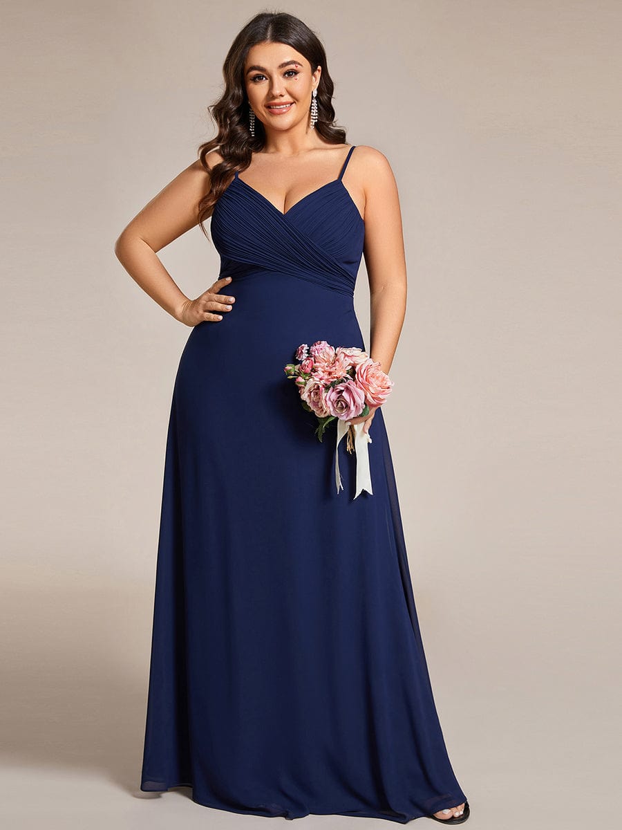 Plus Size Pleated Sweetheart Backless Floor Length Bridesmaid Dress