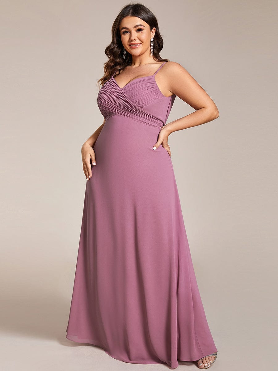 Plus Size Pleated Sweetheart Backless Floor Length Bridesmaid Dress