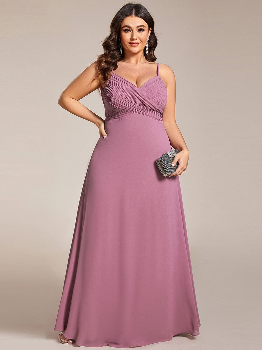 Plus Size Pleated Sweetheart Backless Floor Length Bridesmaid Dress