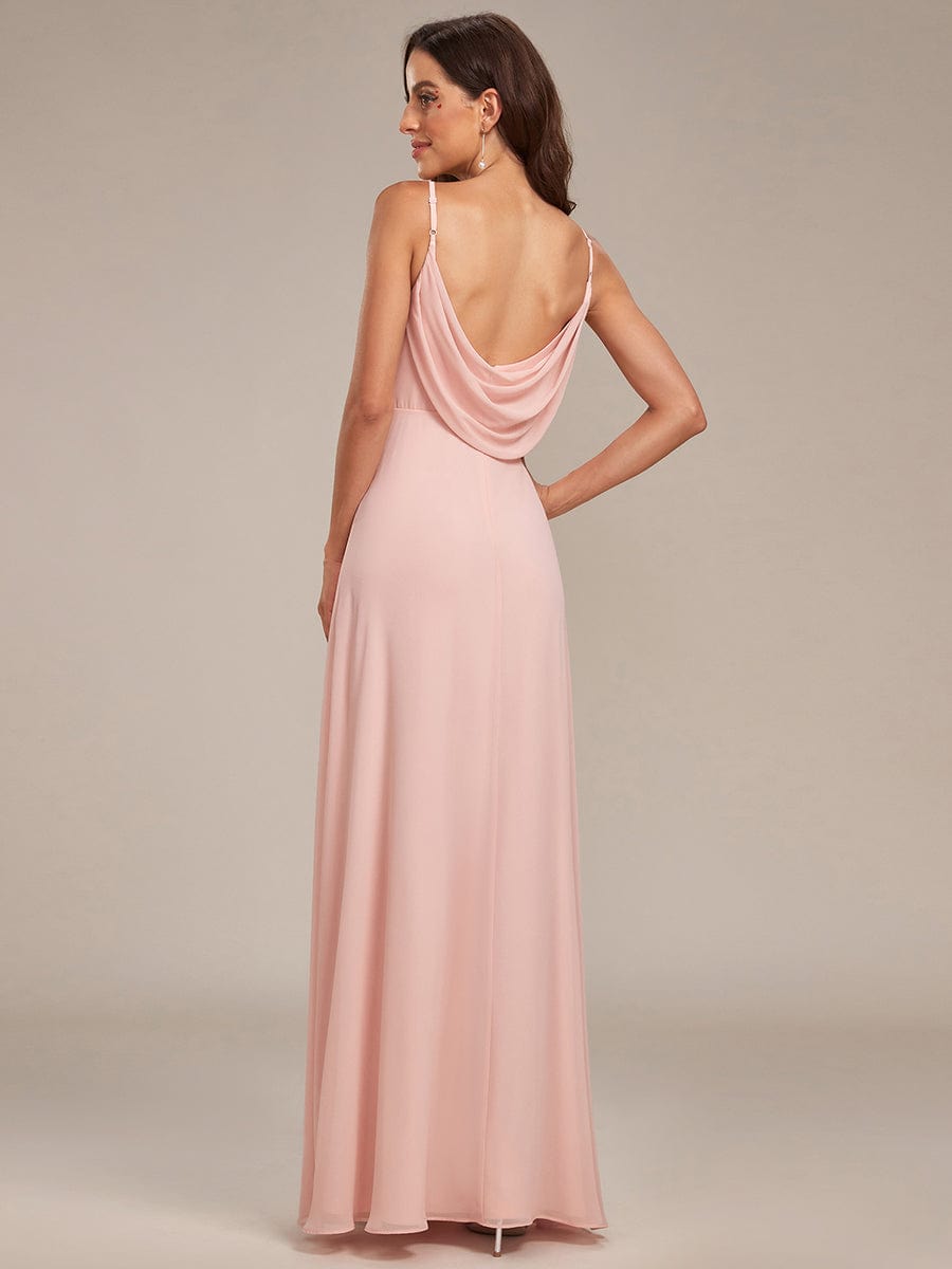 Sweetheart Draped Back Floor Length Bridesmaid Dress