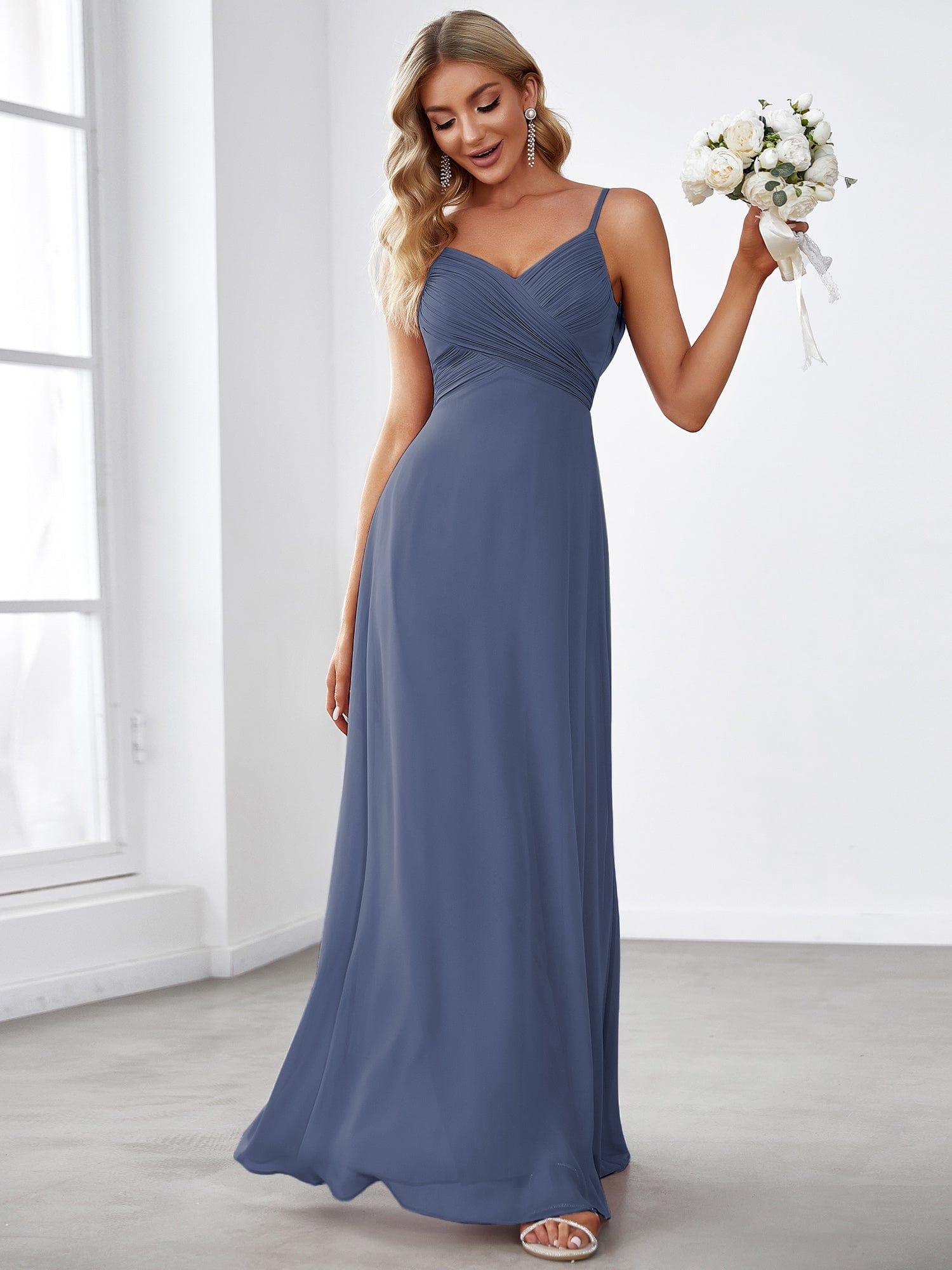 Custom Size Sweetheart Draped Back Floor Length Bridesmaid Dress