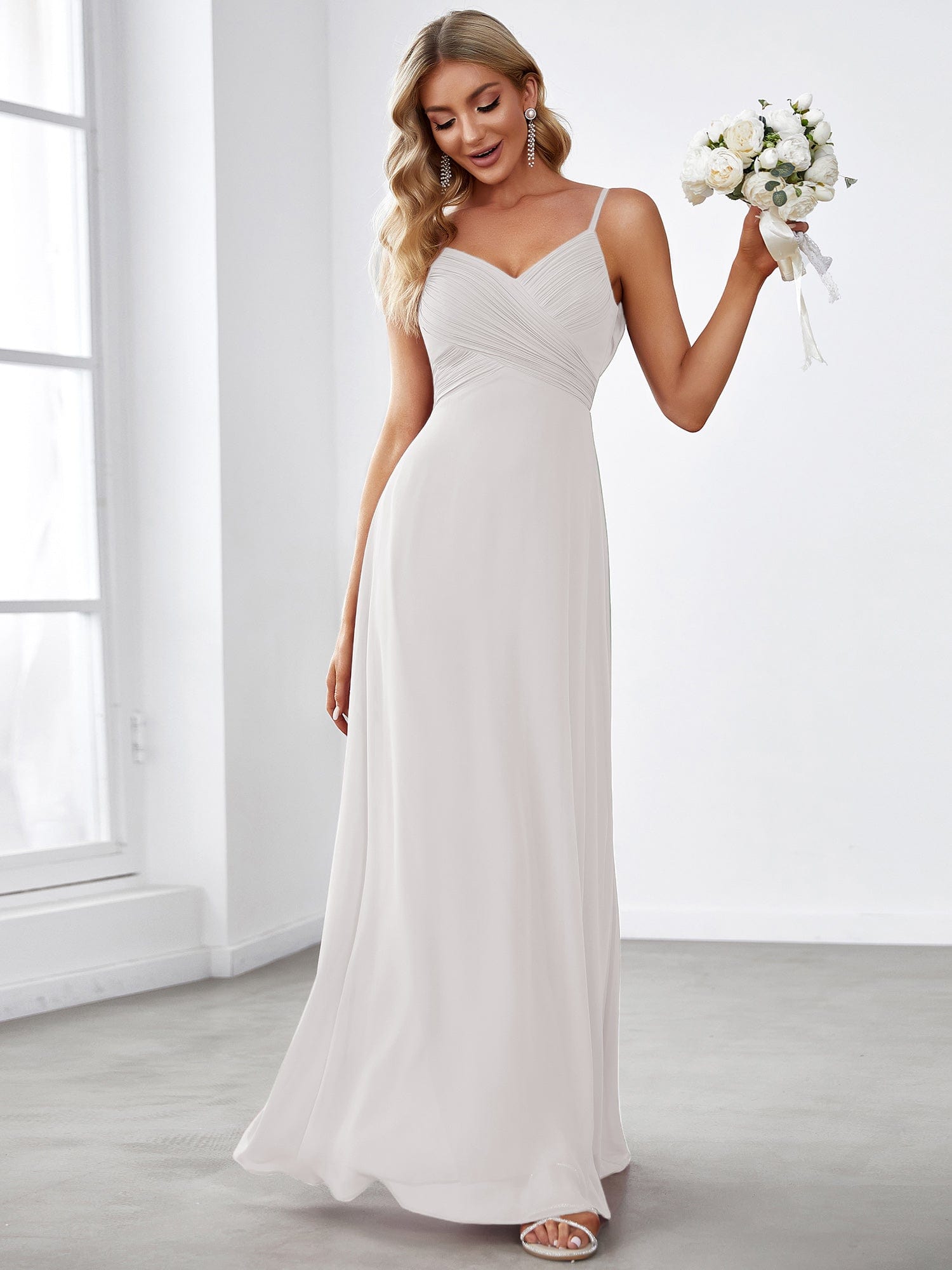 Custom Size Sweetheart Draped Back Floor Length Bridesmaid Dress