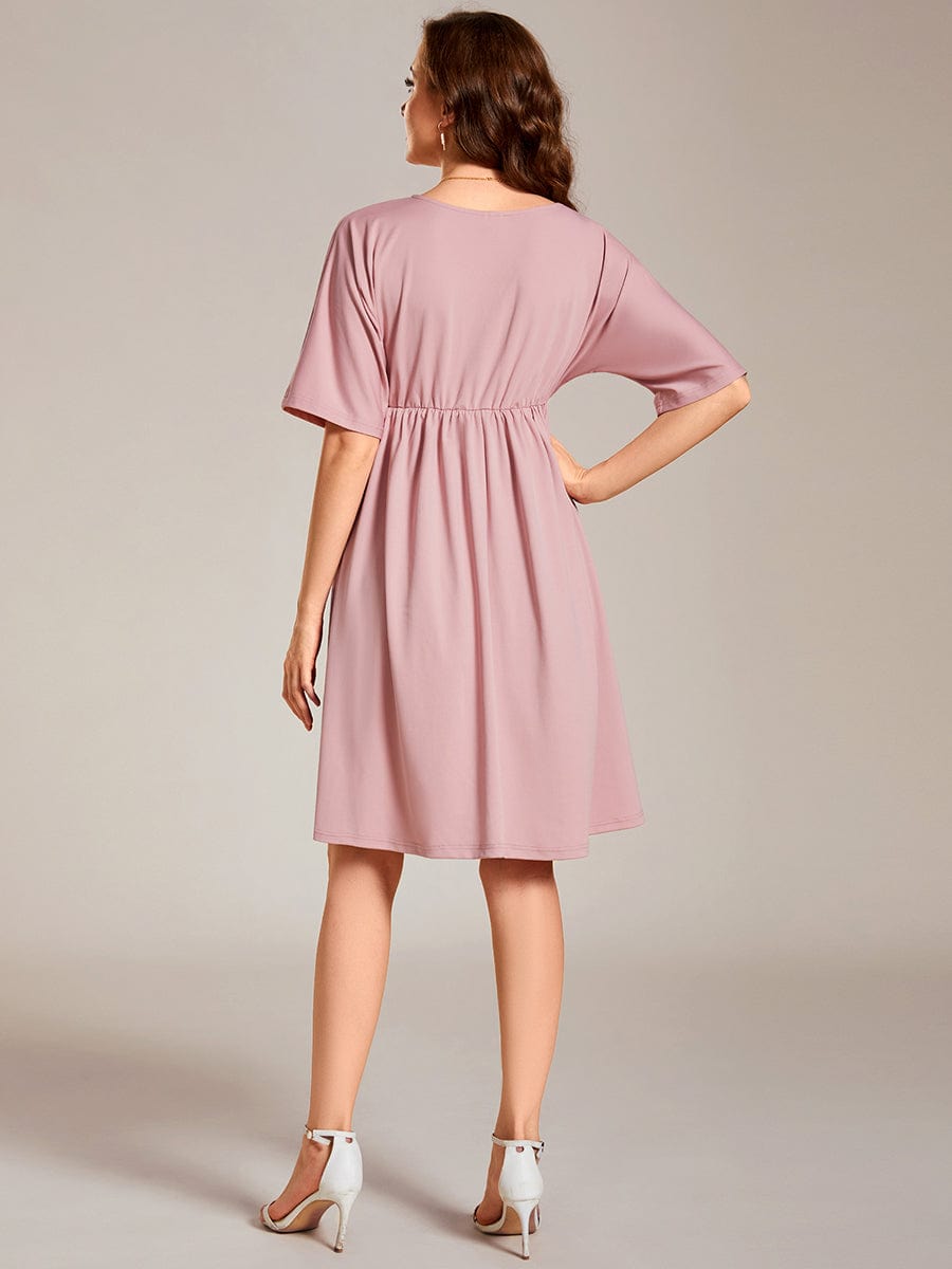 Loose V-Neck Half Sleeve Knee Length Maternity Dress