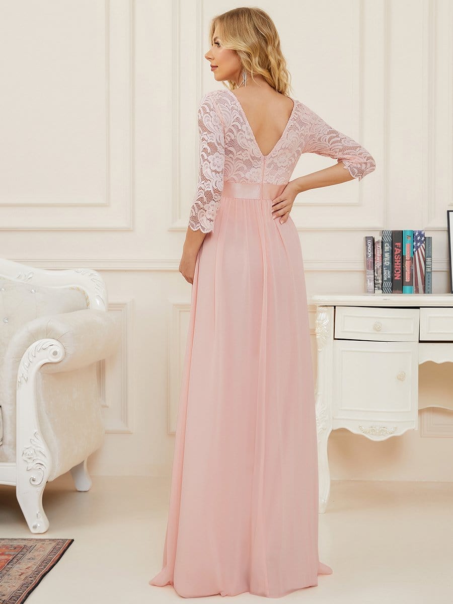 Elegant 3/4 Sleeves Embroidered Maternity Wedding Guest Dress