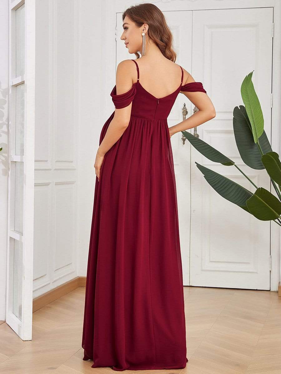 Off The Shoulder Spaghetti Straps Solid Maxi Maternity Dress