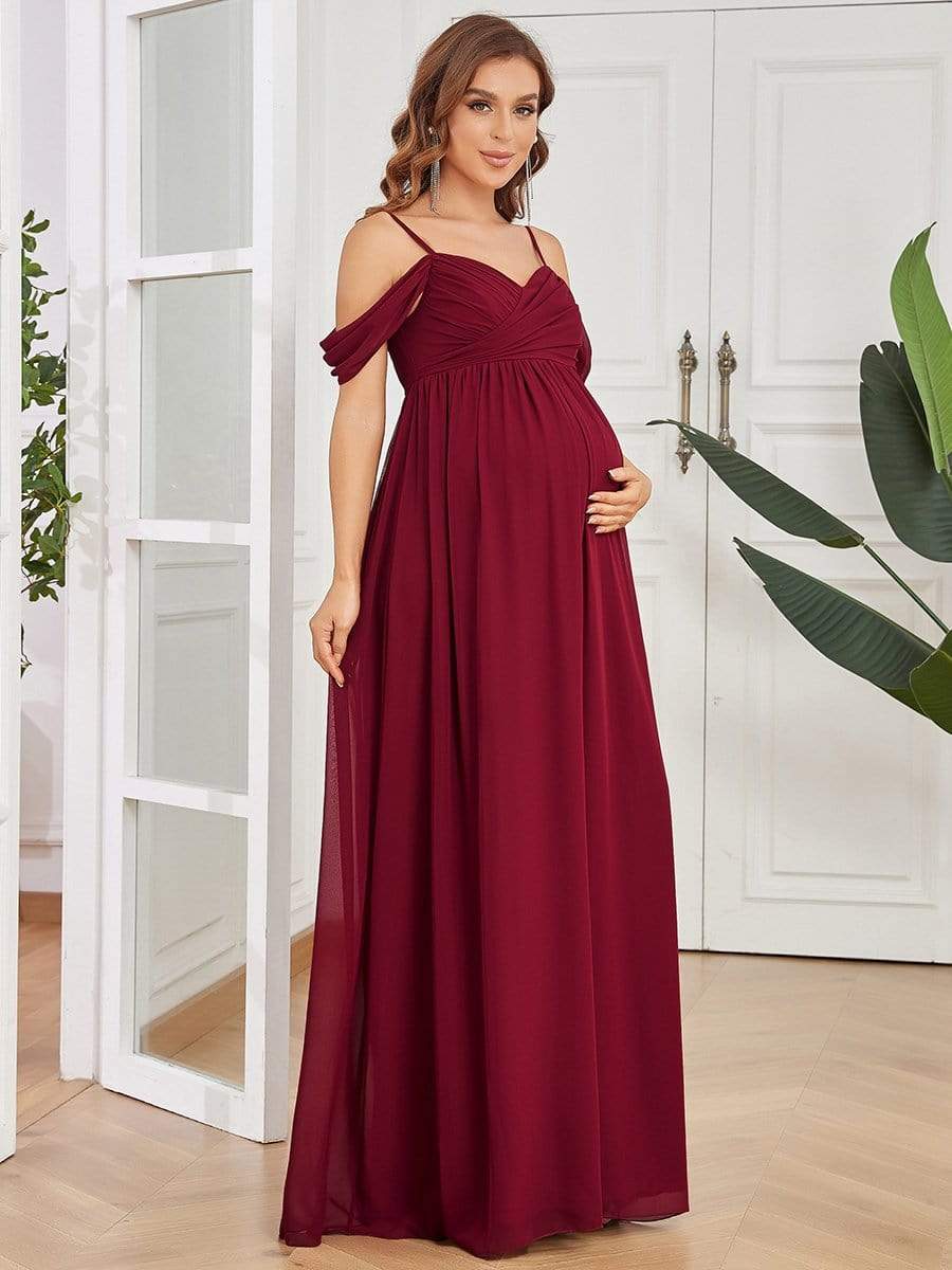 Off The Shoulder Spaghetti Straps Maxi Maternity Wedding Guest Dress