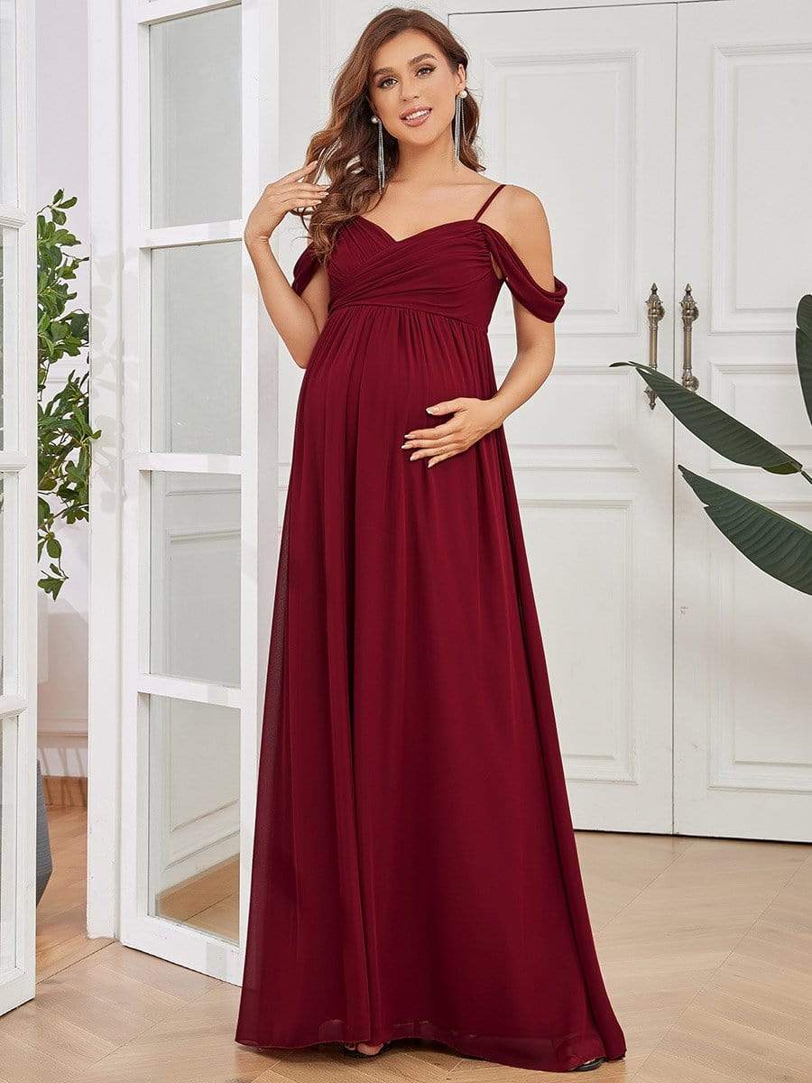 Off The Shoulder Spaghetti Straps Maxi Maternity Wedding Guest Dress