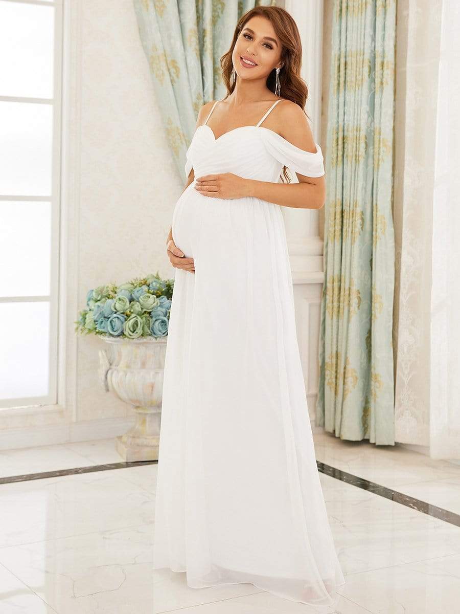 Off The Shoulder Spaghetti Straps Maxi Maternity Wedding Guest Dress