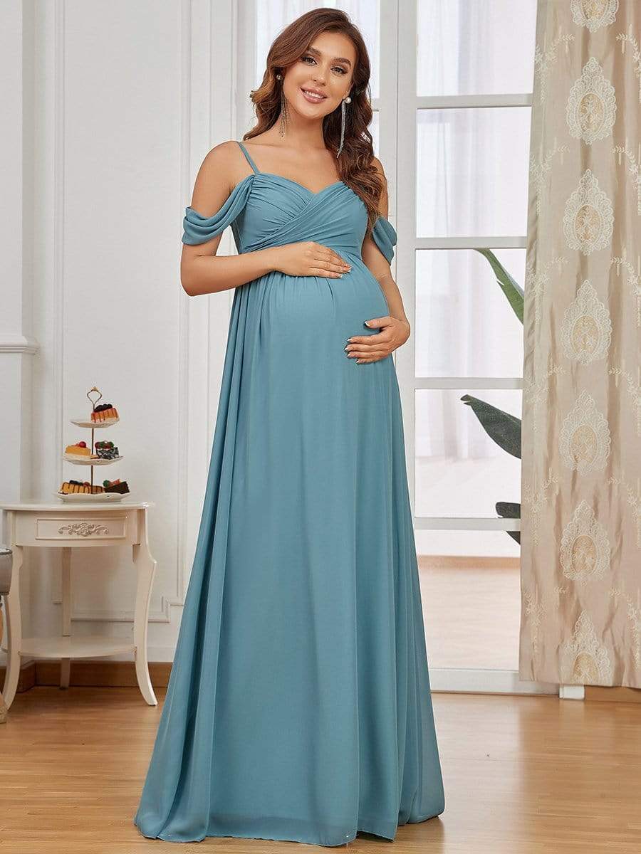 Off The Shoulder Spaghetti Straps Maxi Maternity Wedding Guest Dress