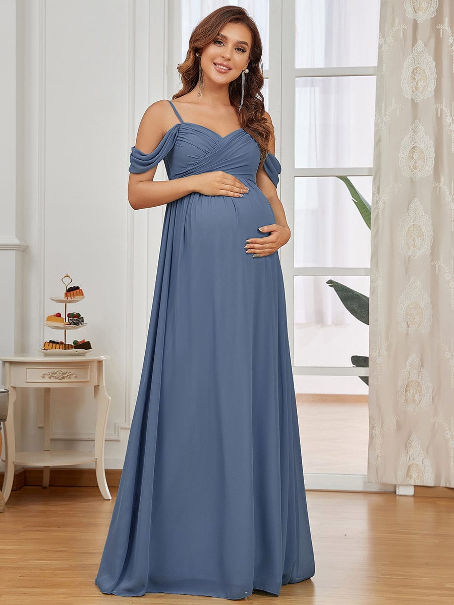 Off The Shoulder Spaghetti Straps Maxi Maternity Wedding Guest Dress