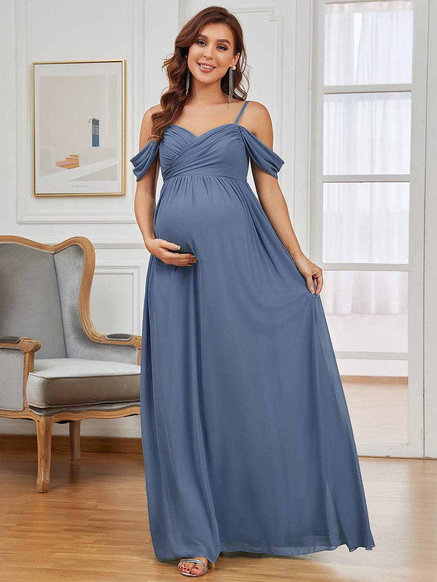 Off The Shoulder Spaghetti Straps Maxi Maternity Wedding Guest Dress