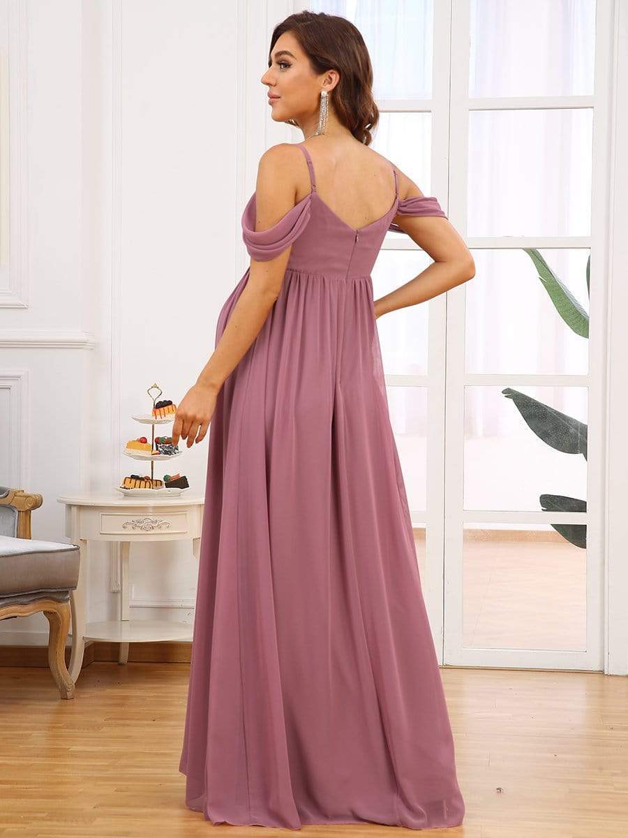 Off The Shoulder Spaghetti Straps Maxi Maternity Wedding Guest Dress