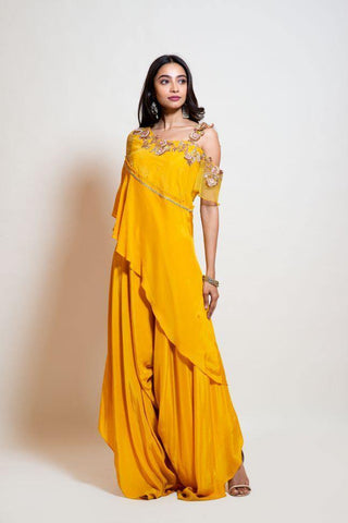 Canary Yellow Cowl Jumpsuit - Online Rent Clothes