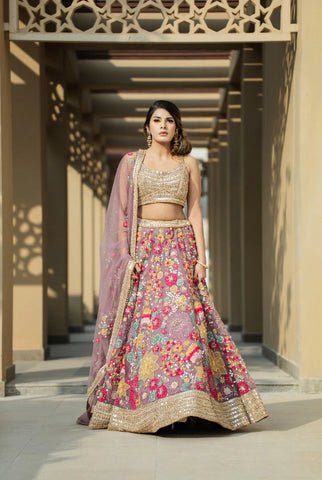 Deep Royal Purple Embroidered Lehenga Set Design by NIAMH by Kriti at  Pernia's Pop Up Shop 2024
