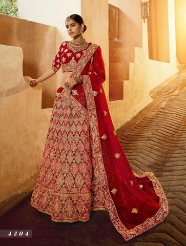 Red Zarkan Dori Embroidered Bridal Lehenga Choli