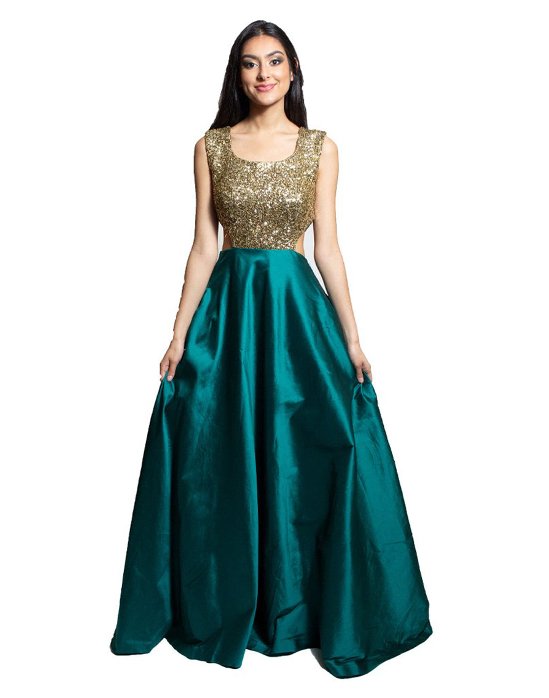 Reception Wear Gown In Sea Green Color