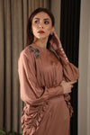 Brown Color Rouching Top & Skirt - Rent