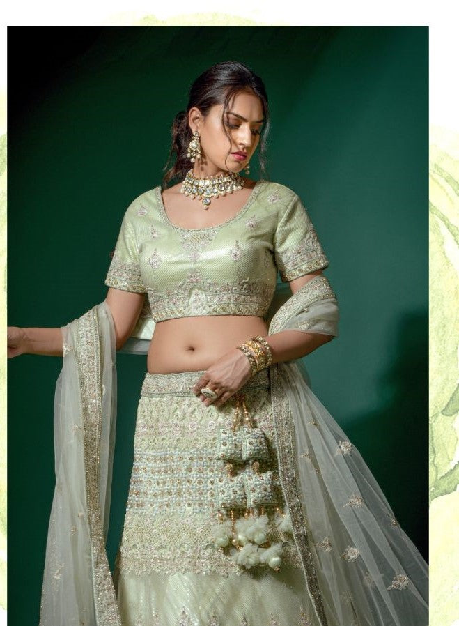 Buy Soft Net Party Wear Lehenga Choli In Seafoam Green Color Online -  LLCV01993