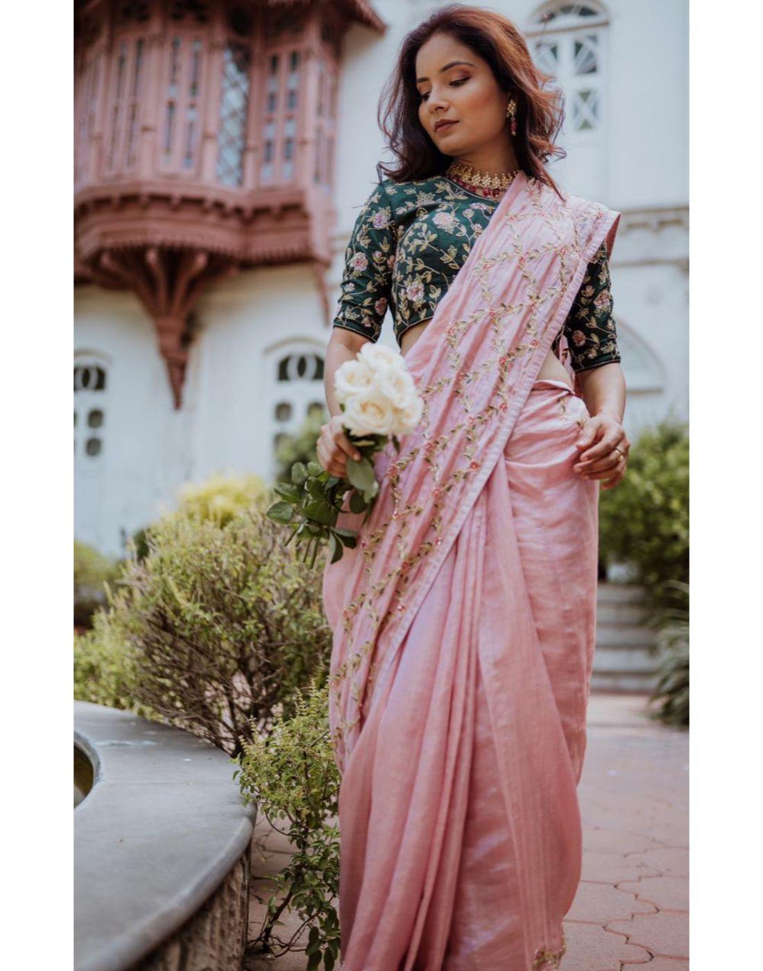 Buy Pink Sarees for Women by Dwini Online | Ajio.com