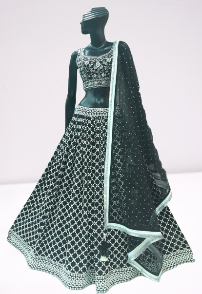 Buy Masaba Black Raw Silk Salt And Pepper Lehenga Set Online | Aza Fashions