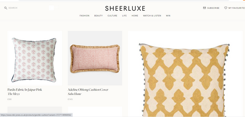 Jaipur pink cushion Sheerluxe