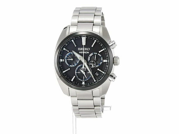 SEIKO ASTRON GPS SOLAR RADIO WAVE DUAL TIME CURVE SILVER MEN WATCH SBX ...