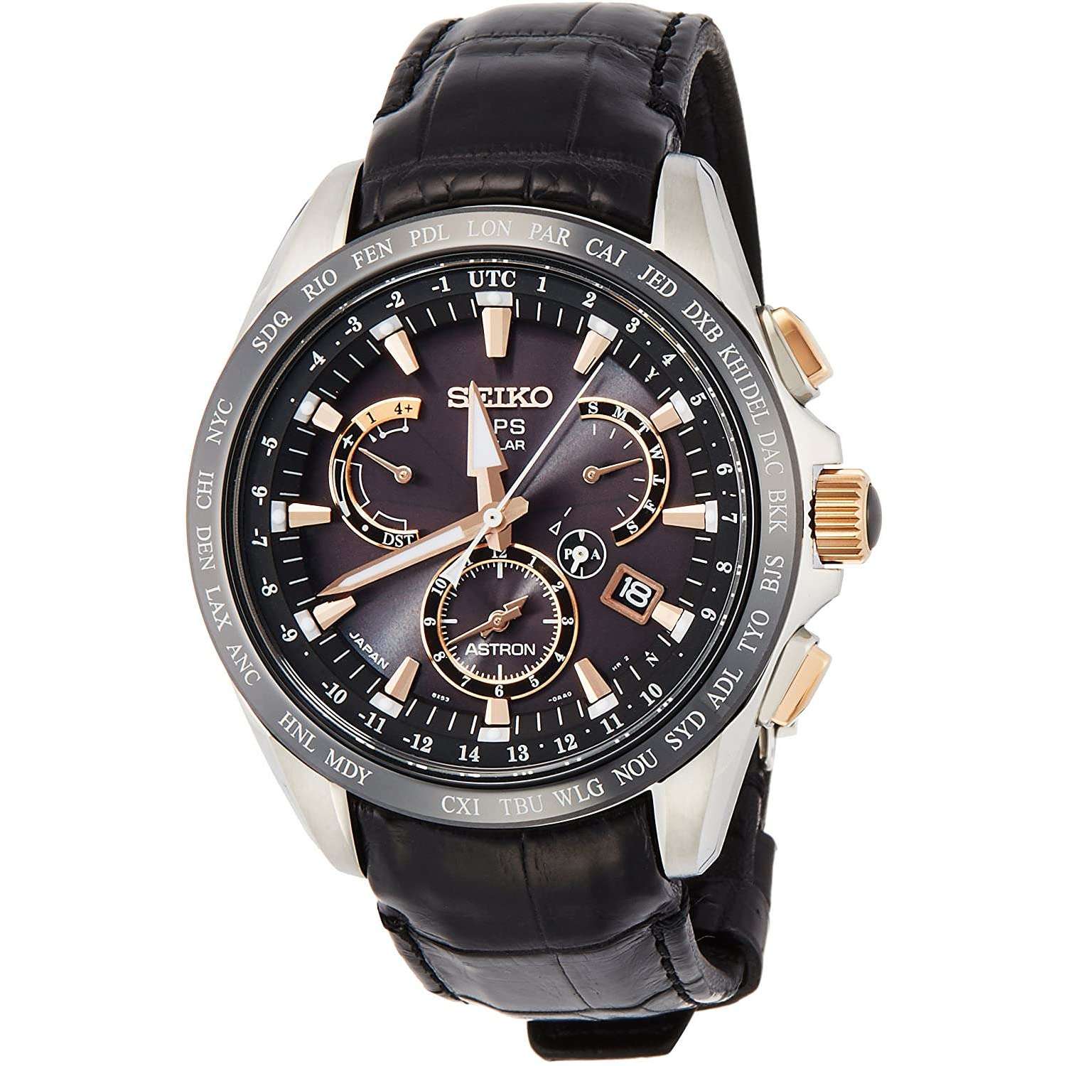 SEIKO ASTRON GPS SOLAR RADIO WAVE TITANIUM DARD BROWN DIAL MEN 