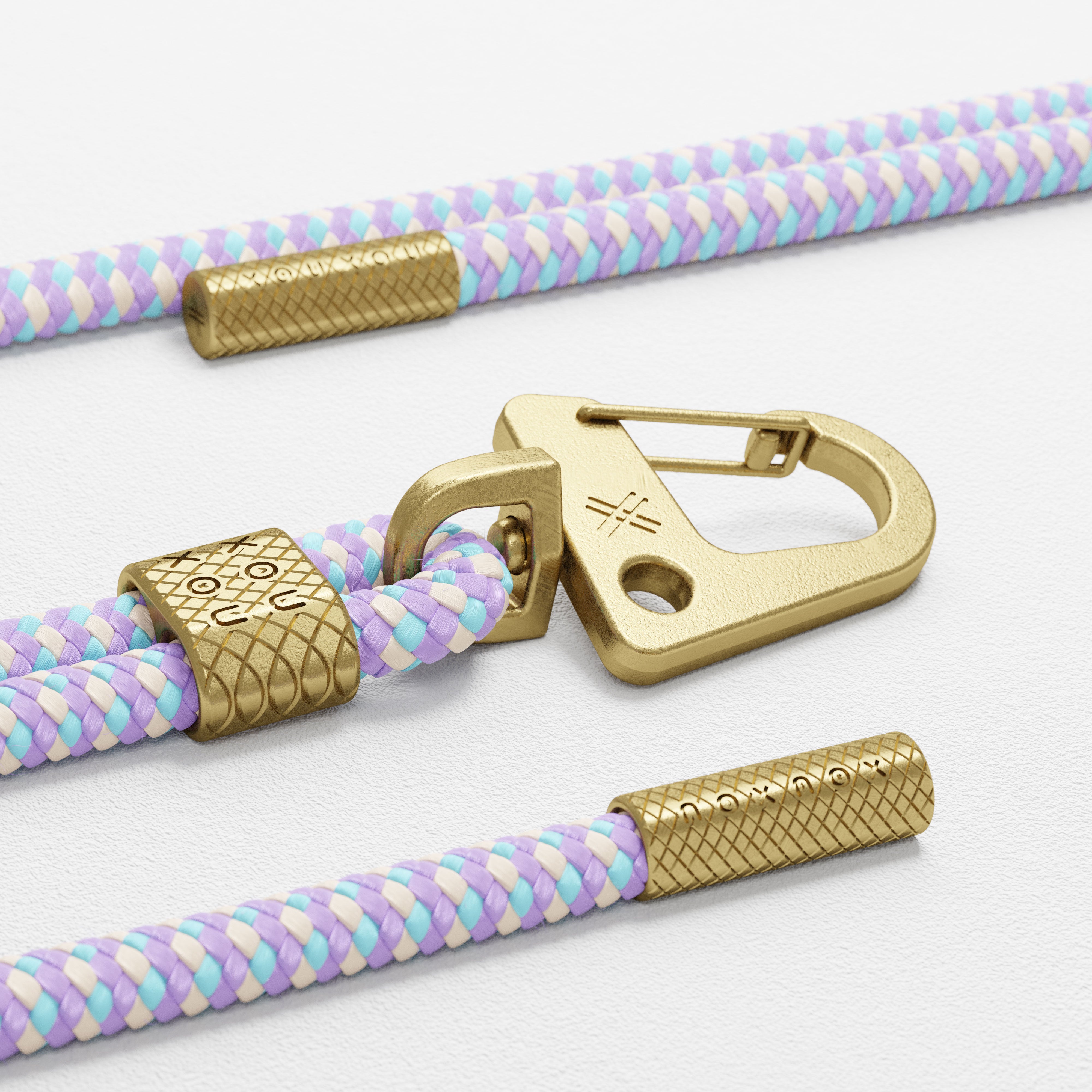 Purple-Blue Carabiner Rope Phone Strap with Brass Hooks