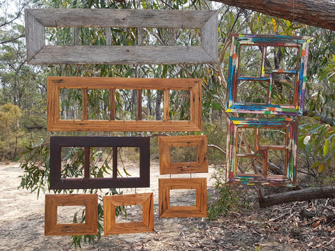 Recycled timber picture frames, multi collage frames made in Australia