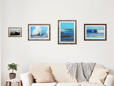Selection of Australian made narrow frames in recycled timber with mat