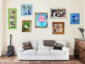 Fun-Photo-Collage-Wall-with-Eco-friendly-recycled-timber-photo-frames
