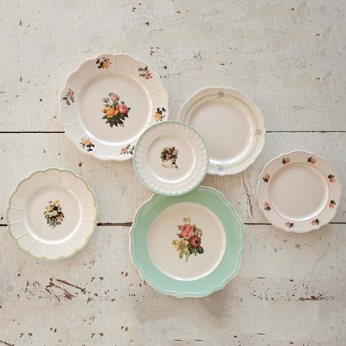 Collection Of 6 Antique Inspired Floral Dishes Lauren Liess   Dishes 