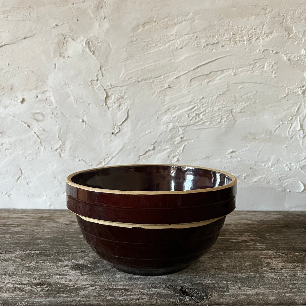 vintage dark brown stoneware bowl (3 available)