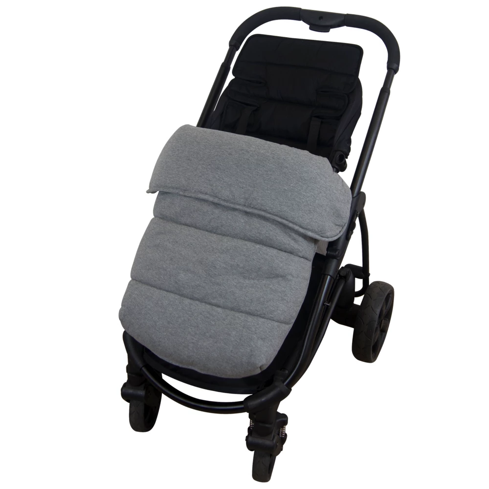 grey stroller with footmuff