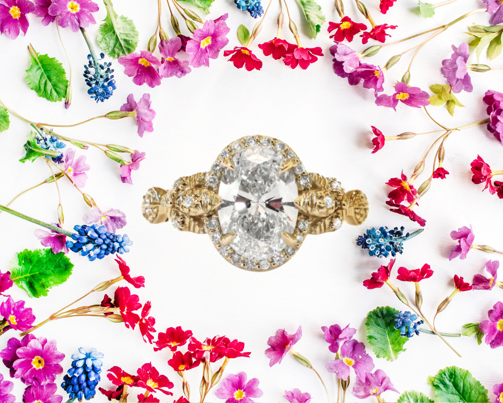 Maiya floral and nature inspired engagement ring