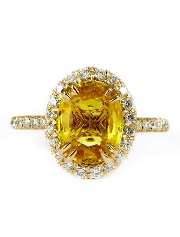 Gia Yellow Sapphire Engagement Ring - Princess Diana Style Ring