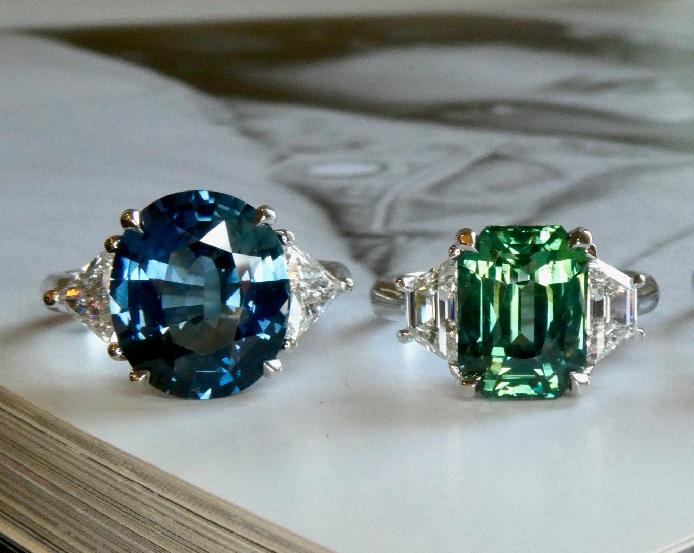 New sapphire and platinum engagement rings by Dana Walden Bridal