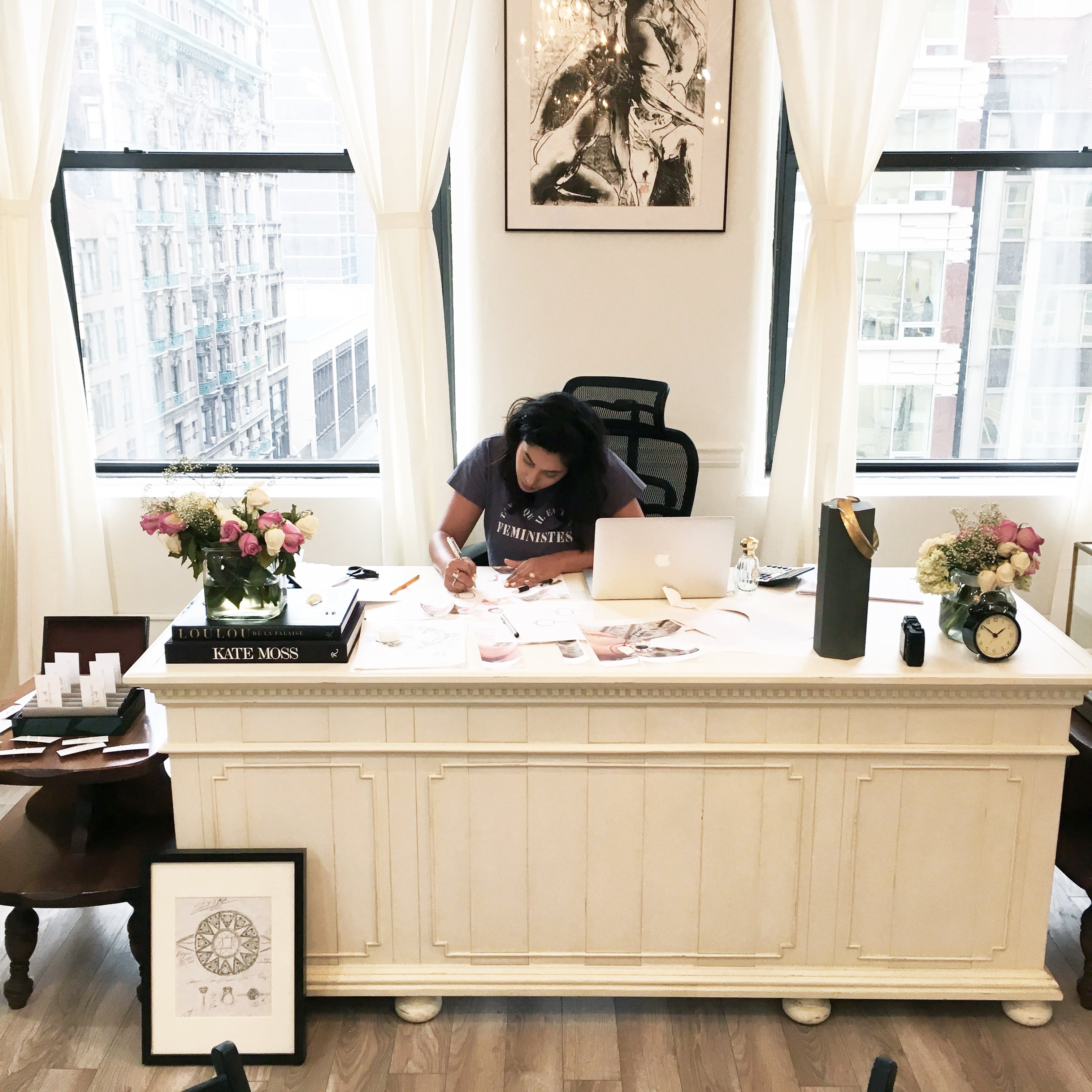 Radika Chin at her desk at Dana Walden Studio